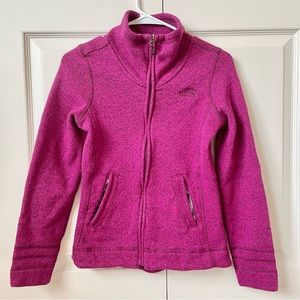 The North Face magenta pink marled knitted fleece full zip jacket size XS